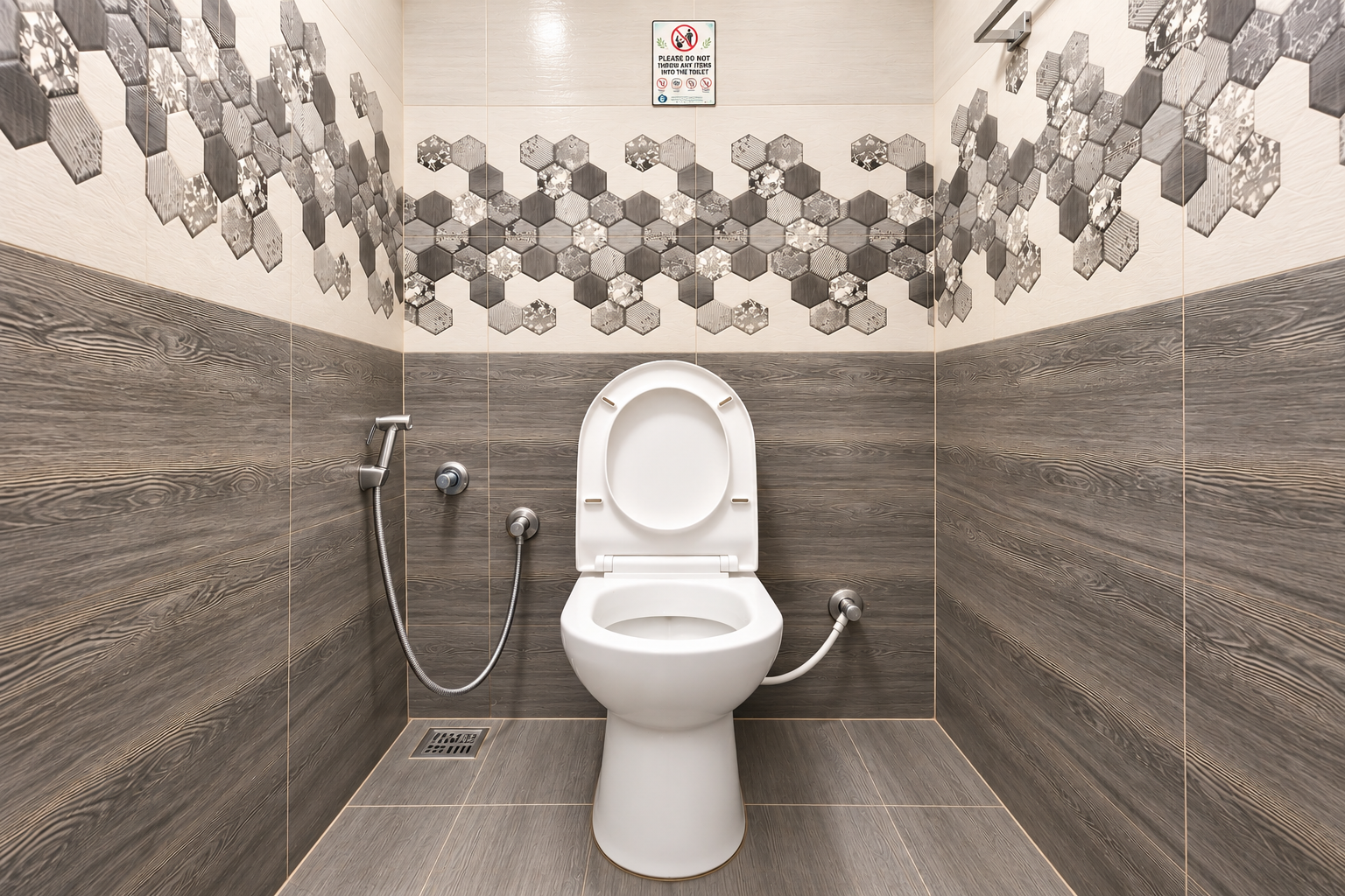 Bathroom toilet and tiled interior